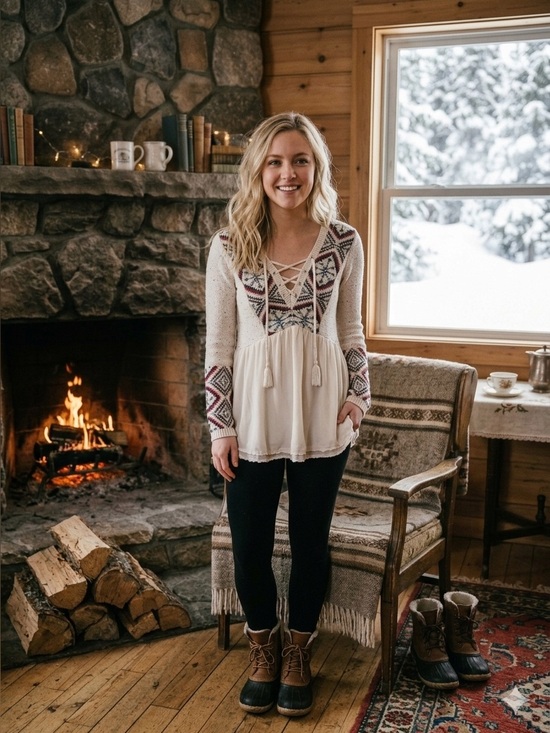Abercrombie & Fitch Sweaters - Abercrombie & Fitch Boho Cream and multicolored Patterned Sweater/Blouse